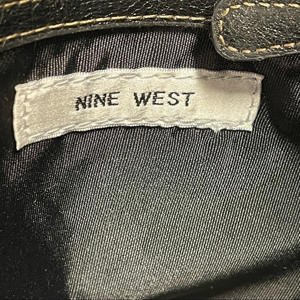 Nine West Black Shoulder Bag Classic Everyday Purse Silver Hardware - Picture 12 of 14